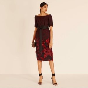 Amanda Wakeley unworn 	Fringed Jacquard Bardot Dress